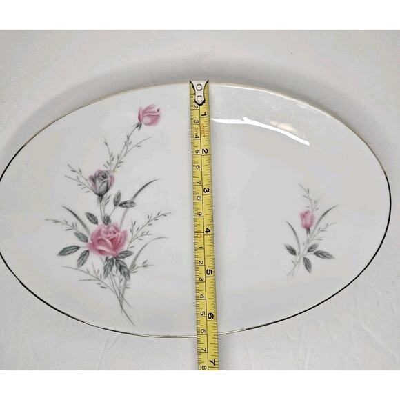 Vintage Golden Rose Fine China Tray Japan Made 10" Oval Plate Floral Gold Trim - Picture 9 of 10